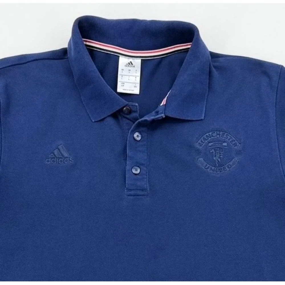 Adidas Manchester United FB Soccer Polo Shirt Mens Large Blue 2015